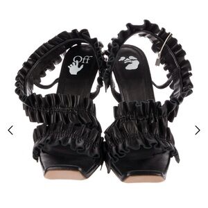 OFF-WHITE Black Ruffled Heel Sandals